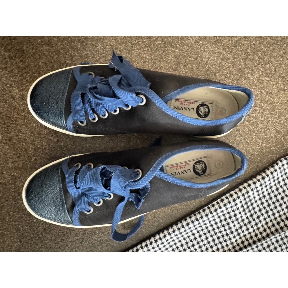 Lanvin Satin and Blue Metallic Low Top Shoes Size 36 - Picture 5 of 6